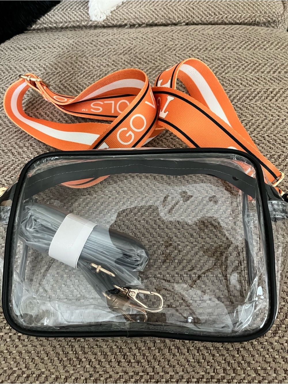 Tennessee Clear  Crossbody  Bag with Orange “Go VOLS” Accent Strap